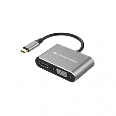 "CONCEPTRONIC 4-1 Dock USB-C->HDMI.USB3.0.VGA.100WPD 15cm gr"
