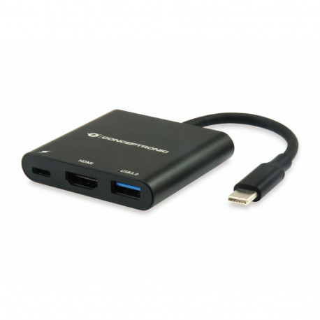 "CONCEPTRONIC 3-1 Dock USB-C->HDMI/USB-A/60WPD 15cm sw"
