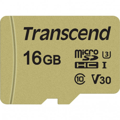 "CARD microSD Card 16GB Transcend SDHC USD500S w/Adapter"