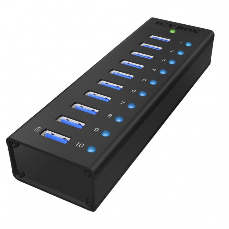 "HUB 10 Port. Ladeport Aluminium-mit Netzteil ICY BOX"