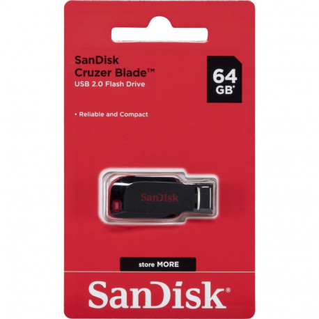 "STICK 64GB USB 2.0 Sandisk Cruzer Blade black/red"