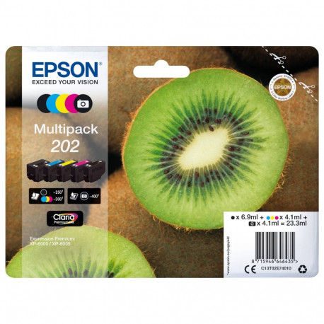 "Epson Tinte 202 C13T02E74010 5er Multipack (BKMCY/Schwarz Foto) bis zu 300 Seiten"