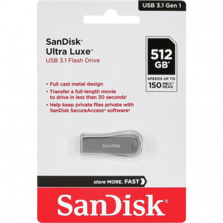 "STICK 512GB USB 3.1 Sandisk Ultra Luxe silver"