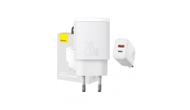 Baseus Baseus Compact Quick Charger, USB, USB-C, 20W (white)