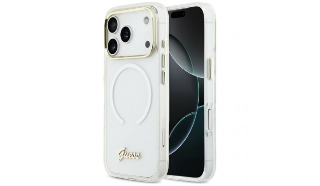 Guess IML Gradient Script Metal MagSafe Case for iPhone 17 Pro - White