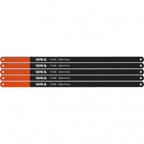 Yato Hacksaw Frame Blade YT-3460, 300mm, 12mm, 0.65mm, 5pcs, HCS, 24 TPI, for metal