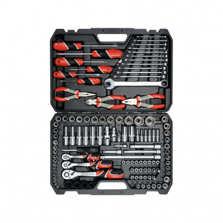 Yato YT-38881 Tööriistakomplekt, 129tk, 1/4" 3/8" 1/2", 72 hammast, CRV, kast