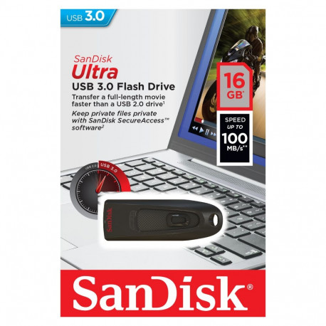 Sandisk USB-mälupulk Ultra 16GB USB 3.0, must