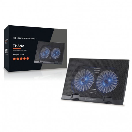 Conceptronic 2-ventilaatoriga USB-A 2.0 sülearvuti jahutusalus 30kg 17" must