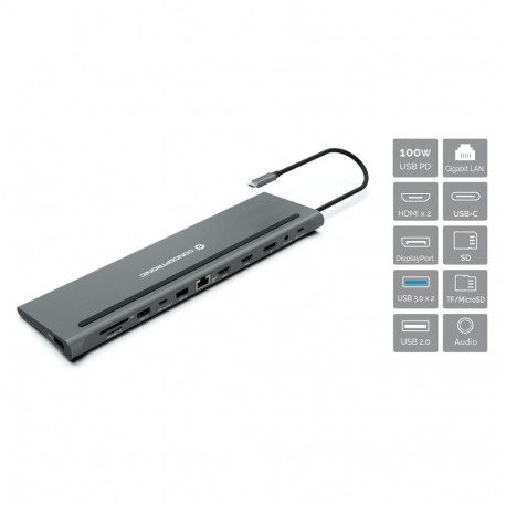 CONCEPTRONIC 12-1 dokk USB-C->2xHDMI/3xUSB-A/DP/+ 18cm hall