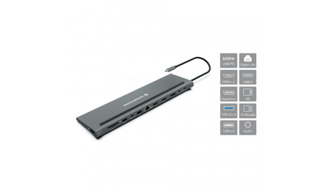 CONCEPTRONIC 12-1 dokk USB-C->2xHDMI/3xUSB-A/DP/+ 18cm hall
