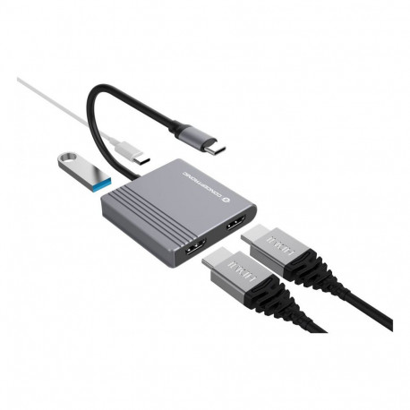 Conceptronic 4-1 dokkimisjaam USB-C->2xHDMI/USB-A/100WPD 25cm hall