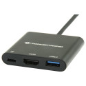 CONCEPTRONIC 3-1 dokk USB-C->HDMI/USB-A/60WPD 15cm must