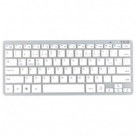 "INCA Tastatur IBK-569BT BT 3.0 ultradünn, Multimedia, 10m silver"