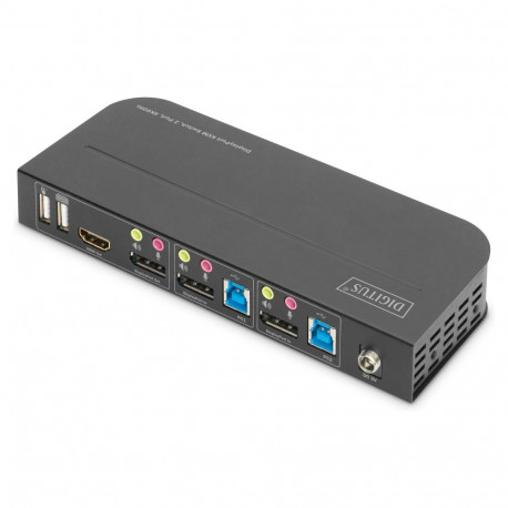 "Digitus DS-12850 KVM-Switch 2-Port 4K/60Hz 2x DP > 1x DP/HDMI"