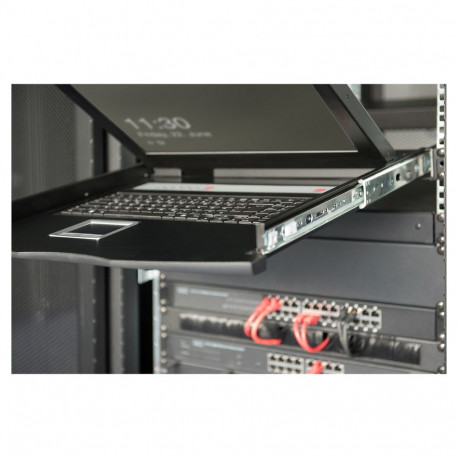 Digitus 19-tolline LCD KVM-konsool, 16-pordiline VGA, saksa klaviatuur