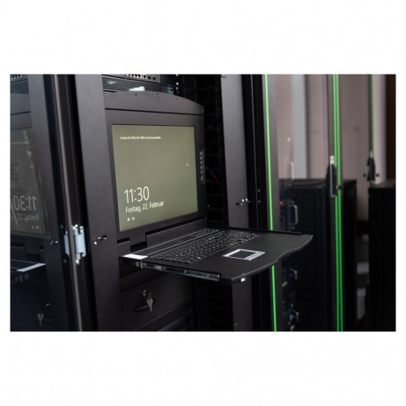 "Digitus Modulare HD LCD KVM Konsole mit 19"" TFT, 1-Port VGA KVM Anschluss, Touchpad, US Tastaturla