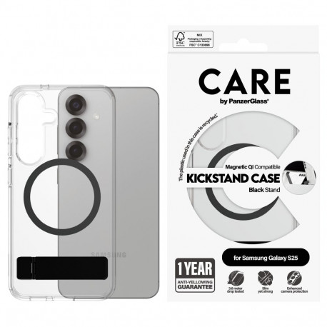 "CARE Feature Case Clear Kickstand & QI Compatible Galaxy S25"