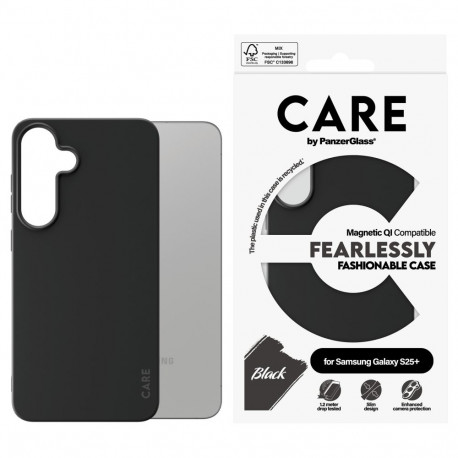 "CARE Fashionable Case Black w. QI Compatible Galaxy S25 Plus"