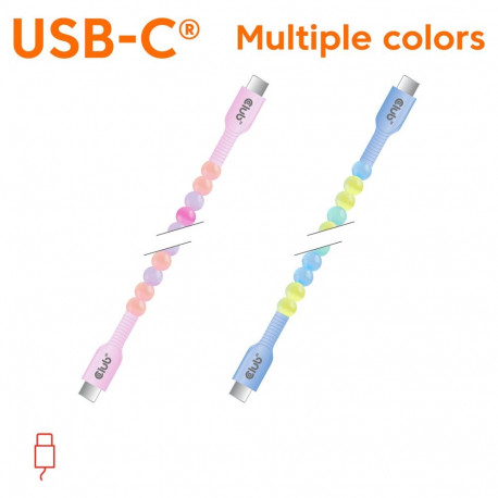 "Club3D Lifestyle USB-C Perlen-Kabel PD60W.480Mbps 2m rosa"