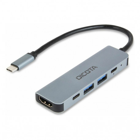 "D Dicota USB-C 5-in-1 Video Hub 4K PD 100W silver"