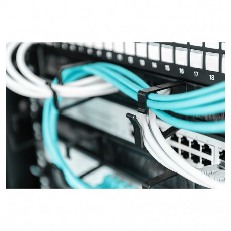 DIGITUS 1HE 19" 4 sangaga ja harjasliistuga must kaablihalduspaneel