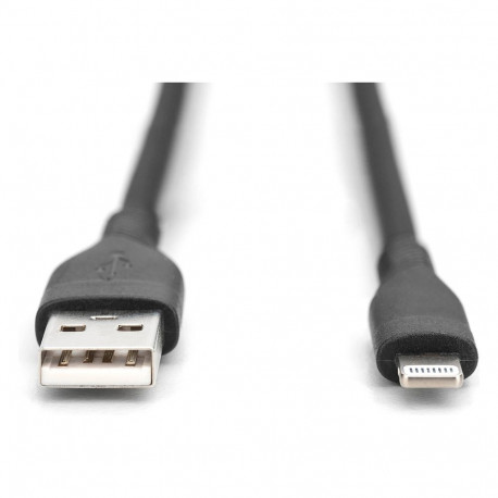 "DIGITUS USB 2.0 Kabel Typ A-Lightning Silikon 0,5m MFI schwa"