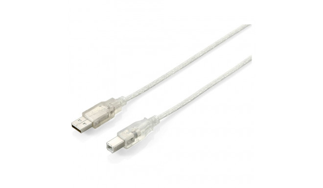 "Equip USB Kabel 2.0 A-B St/St 1.00m transparent Polybeutel"
