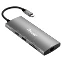 Equip dokkimisjaam USB-C->HDMI.GbE.USB2.0.3xUSB3.0.100WPD.+ 25cm hõbedane