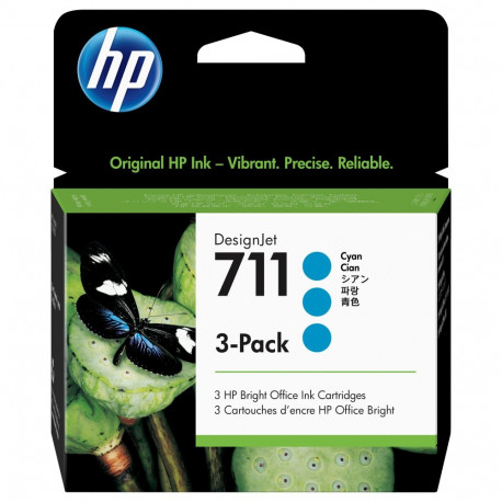 HP 711 originaal tsüaan tint, standardmaht, 3-pakk