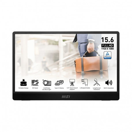 39,6cm/15.6" (1920x1080) MSI PRO MP161DE E2 16:9 IPS 4ms 60Hz HDMI USB-C Adaptive-Sync kõlar raudhal