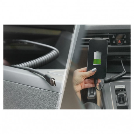 Digitus USB-C - USB-C spiraalne laadimiskaabel 1m must