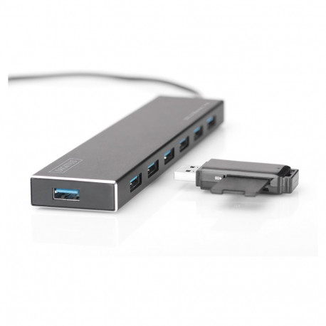 "DIGITUS USB-Hub 7-Port 3.0->7xA3.0 m.Netzteil schwarz"