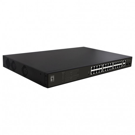 GEP-2821 24x GE 2xGE 2xGSFP 19-tolline 390W 24xPoE+ lüliti