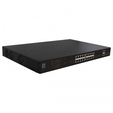 "Switch 16x FE FGP-2031 2xGE 2xGSFP 19"" 270W 16xPoE+"
