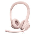 "Logitech H390 Headset on-ear wired USB-A rose"