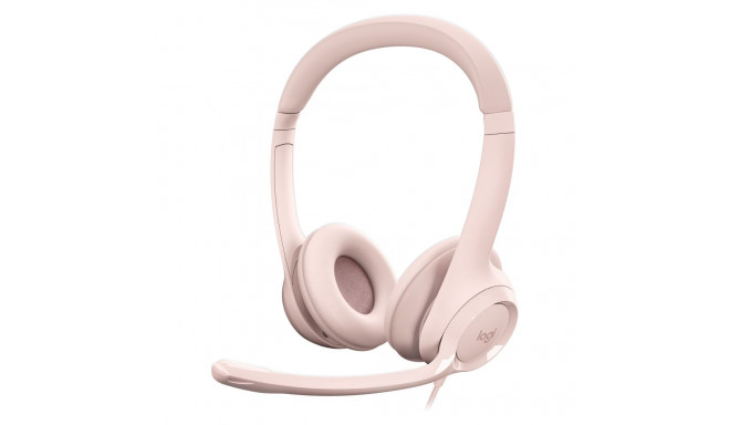 "Logitech H390 Headset on-ear wired USB-A rose"