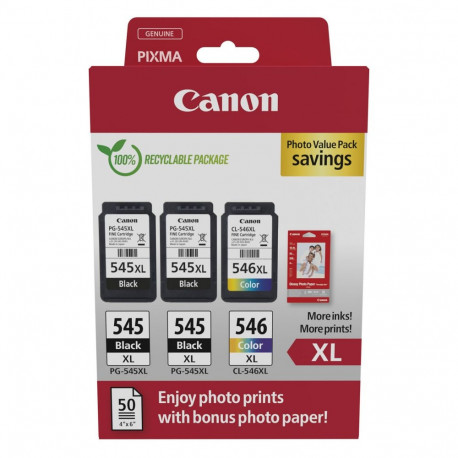 "Canon Tinte PG-545XL/CL-546XL 8286B015 3er Multipack (2xBK/Color) inkl. Fotopapier"