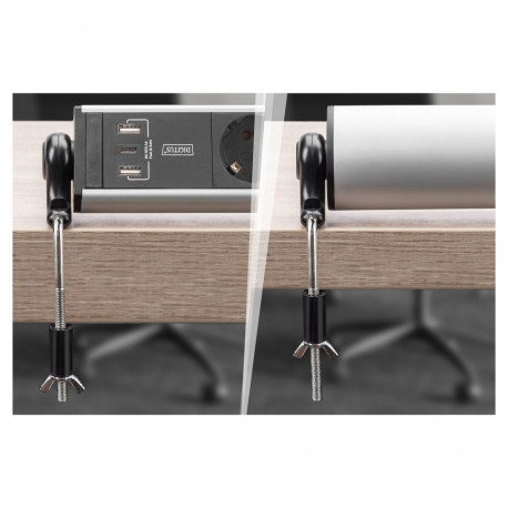 Digitus 6-pesaline lülitiga pikendusjuhe 2xUSB-A ja 1xUSB-C, must/hõbe