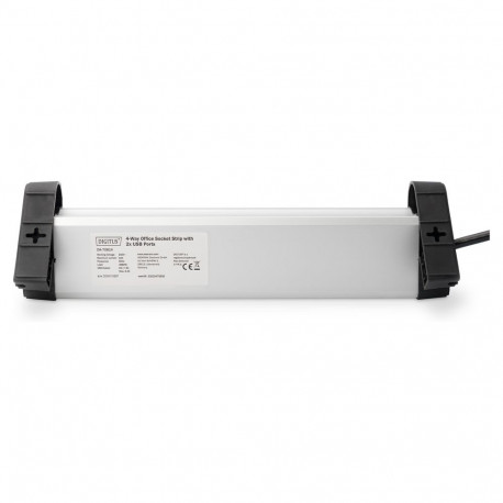 "Digitus 4-Fach Steckdosenleiste mit 2xUSB-A und Schalter Schwarz/Silver"