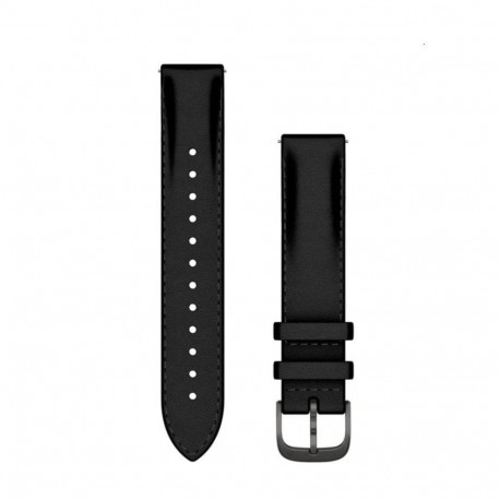 Garmin Quick Release Bands (18 mm) Black leather, brushed slate hardware