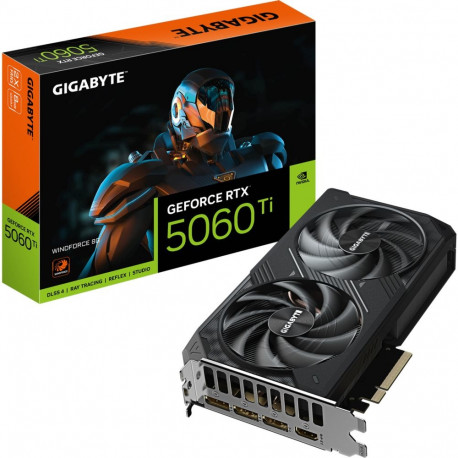 GeForce videokaart RTX 5060 Ti WINDFORCE 8G DLSS 4, 3x DisplayPort, 1x HDMI 2.1