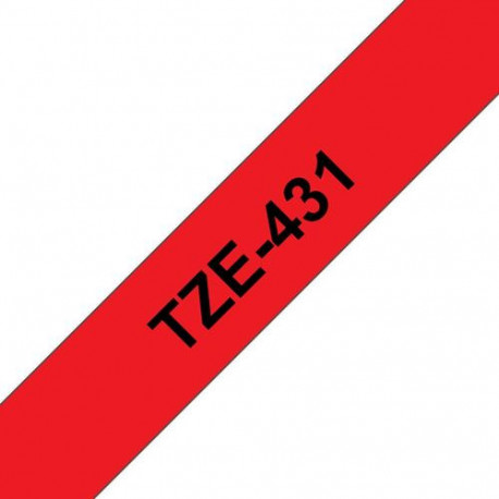 Brother TZE-431 label-making tape Black on red