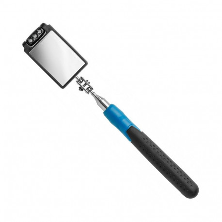 Hogert HT4R504 inspection mirror, 50x80mm, 300-880mm, LED, swivel head, ergonomic handle