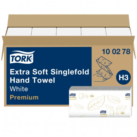 TORK Extra Soft Singlefold H3 2-ply sheet 22.6x23cm 200 sheets (100278)