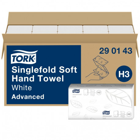 Paper towel 2-layer, TORK, Soft Singlefold 23x22cm 180 sheets (290143)