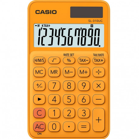 Taskukalkulaator Casio SL-310UC Orange/oranž - 10 kohaline, tava- ja päikesepatarei, 50gr, 8x70x118m