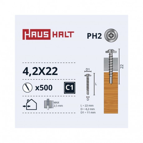 SELF SCREW 4,2X22 WOOD+DRILL (500)
