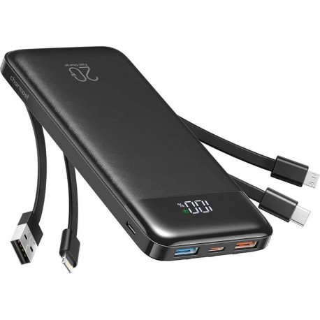 Powerbank Charmast W1148 5V 3A 10000 mAh with built-in cables USB A / USB C / Lightning / Micro USB 