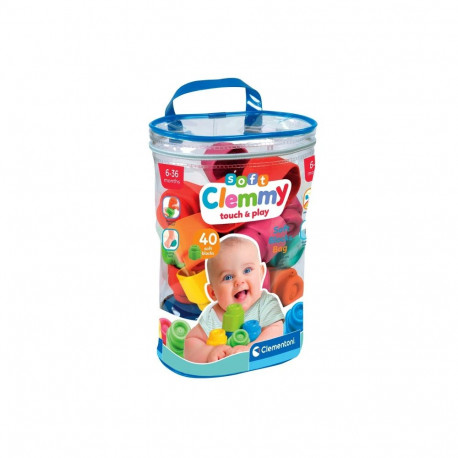 Clementoni pehmete klotside komplekt Clemmy 17878, 40 tk, kotis, värviline